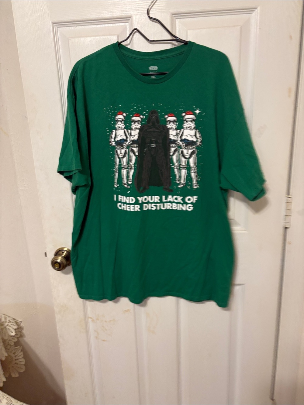 Green Star Wars Graphic Tee - Darth Vader Holiday Shirt Sz 2XL